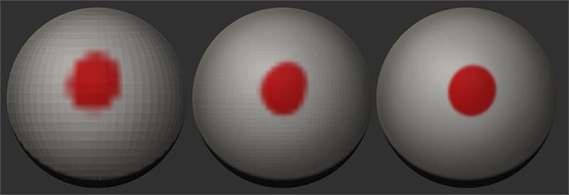 La resolución de la esfera afectará al pintado, aquí tenéis un ejemplo gráfico